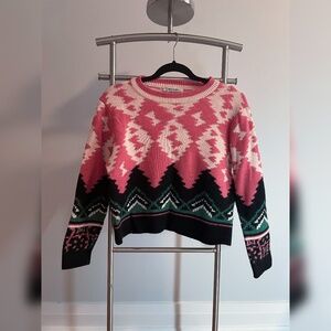 Aldo Martins Anthropologie Alpaca Wool Cozy Pink Aztec Sweater Size XS